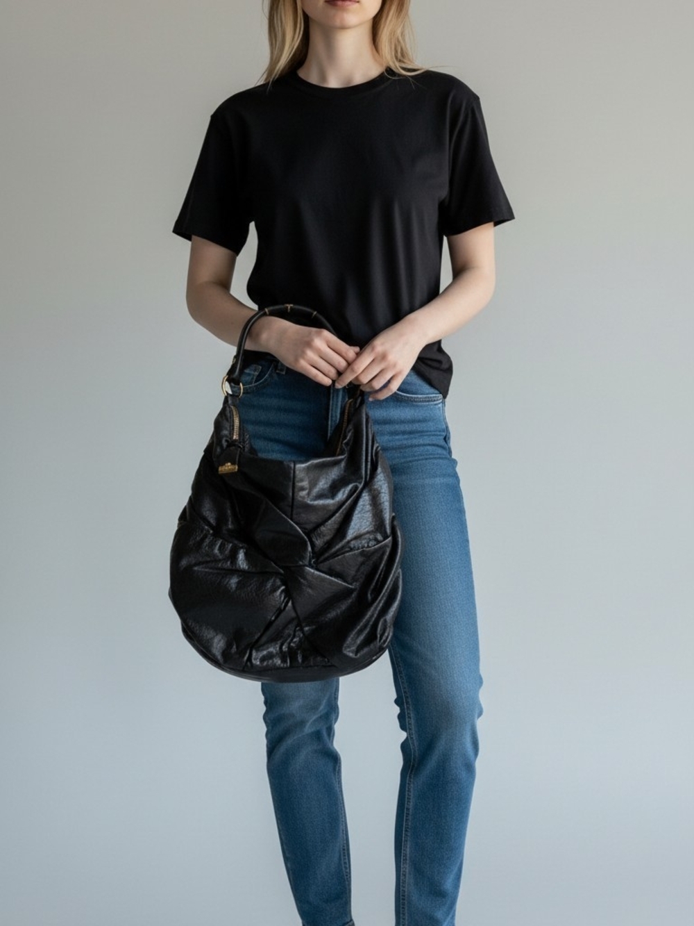 Antonio Melani Black Leather Hobo Bag - Women